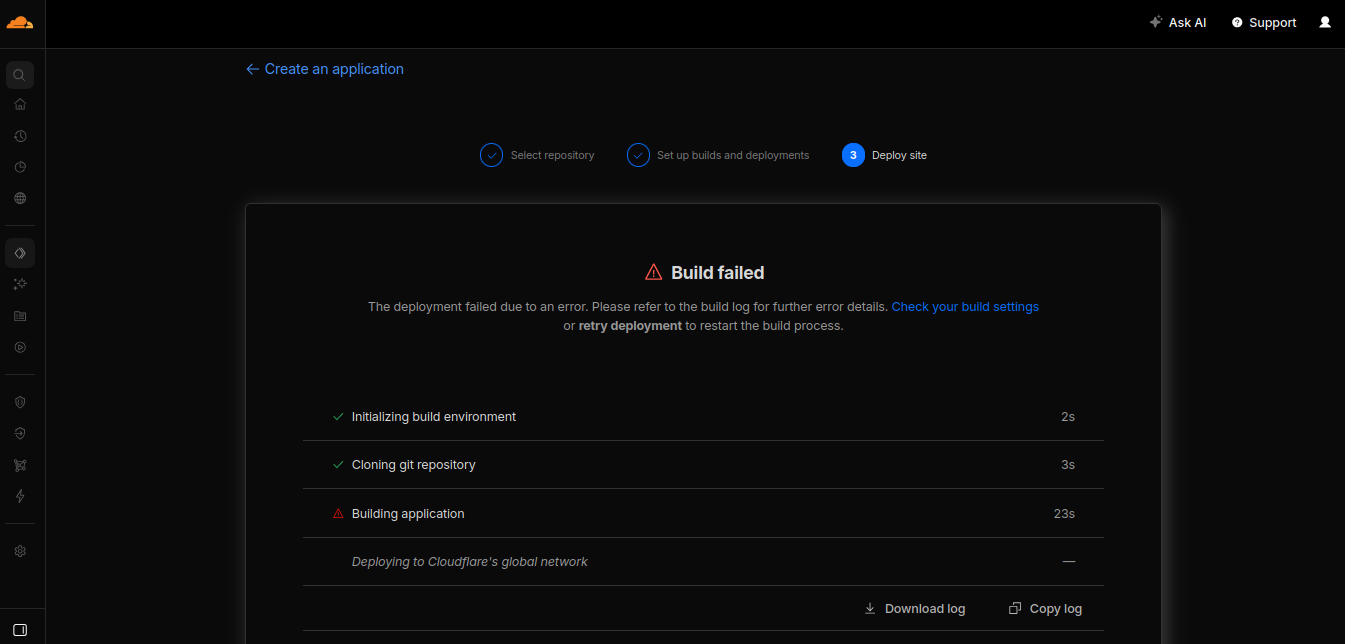 Cloudflare Build Failed