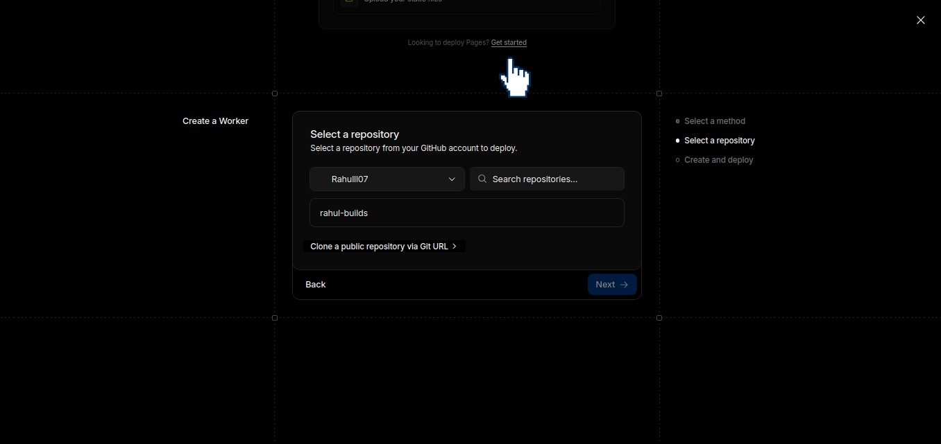 Cloudflare Pages - Select Repository